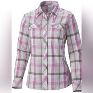 Columbia Pink and Gray Plaid Button Down EUC 2x Shirt